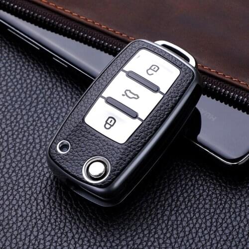 Leather TPU Car Key Case Cover For VW Volkswagen Polo Tiguan Passat B5 B6 B7 Golf 4 5 6 MK6 Jetta Lavida For Skoda Octavia