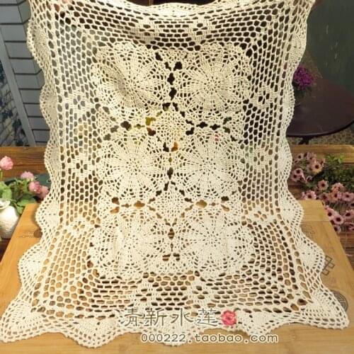Handmade crochet hook flower sofa back armrest towel European retro hollow pure cotton decoration multi-use cover beige