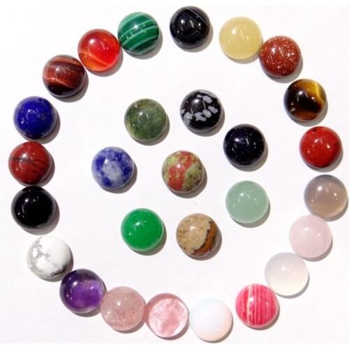 8mm Natural stone Quartz crystal lapis Turquoise tiger eye Round Cabochon Pendant for Jewelry making necklace Accessories 50PCS