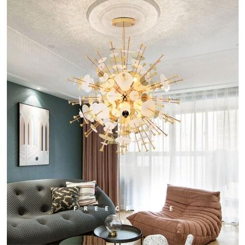 Nordic globe chandelier lighting lustres suspension light with circle panel bedroom clothing coffee shop dandelion hanglamp