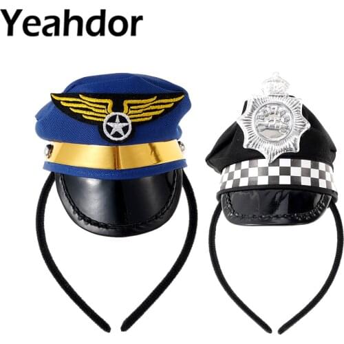Mini Sailor Hat Hair Accessories Navy Sailor Captain Little Top Cap Headband Kids Party Head Buckle Cosplay Police Hat Hair Hoop