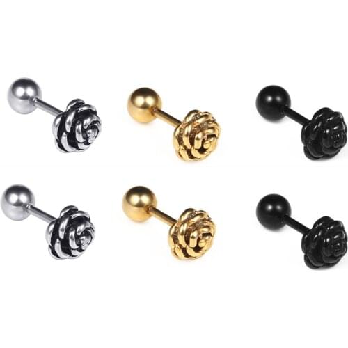 Fashion Rose Flower Stud Earrings For Women Girls Jewelry Men Stainless Steel Gothic Street Pop Hip Hop Earring Jewelry Hot