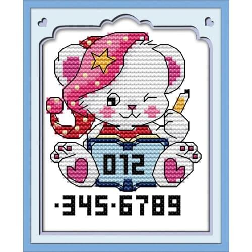 Little bear with hat cross stitch kit 14ct 11ct count print canvas stitches embroidery DIY handmade needlework plus