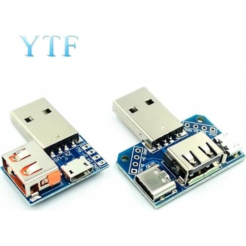 USB adapter board male to female micro Type-C 4P 2.54mm inline USB4