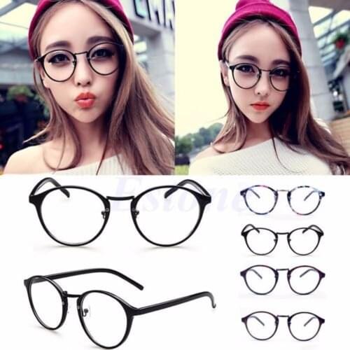 Women Unisex Clear Nerd Lens Retro Round Glasses Vintage