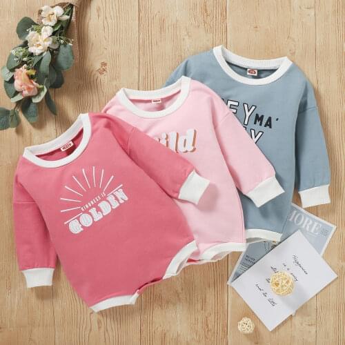 2021-07-02 Lioraitiin 0-24M Infant Baby Boy Girl Autumn Bodysuit Long Sleeve Letter Printed 3Styles Clothing