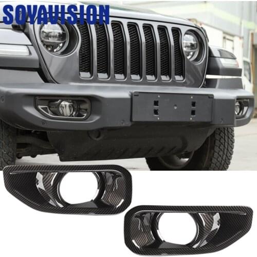 Pair ABS Chrome/Black/Red Front Fog Light Covers For Jeep Wrangler JL 2018 + Bumper Lamp Trim Molding Garnish Frame Car Styling