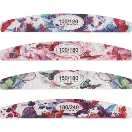 10pcs/lot Wood Sandpaper Nail File 100/180/240 Washable Sanding File For Manicure Double-sided Wooden Buffer Boat Thick Stick