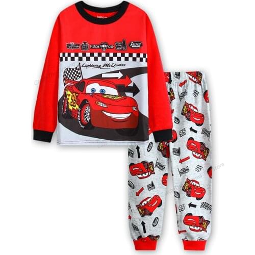 Disney Car Story Pajamas Childrens Car Pattern Long-sleeved Pajamas Cotton Home Clothes Boys Pajamas Two-piece Cars Pajamas