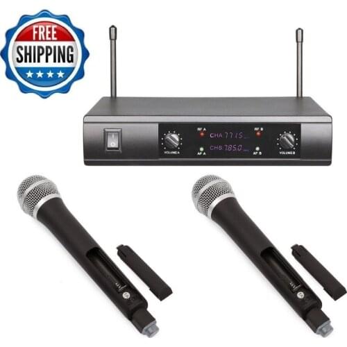 Studio microphone PROFESSIONAL 2 MICROPHONES UHF DAUL CHANNEL MIC MICROPHONE SYSTEM