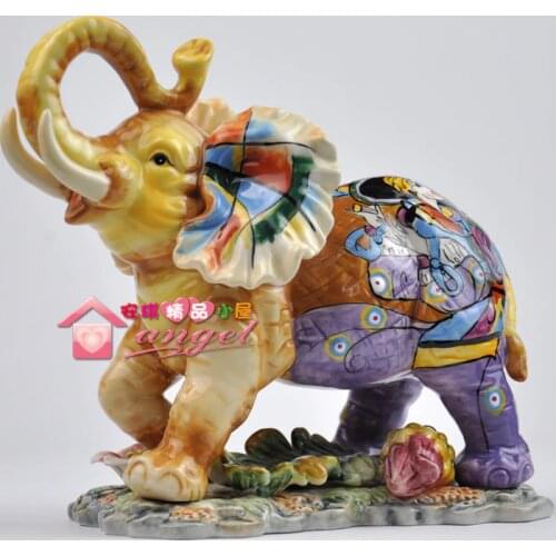 GIRLS LUCKY CERAMIC ELEPHANT HOME DECOR CRAFTS ROOM DECORATION HANDICRAFT ORNAMENT PORCELAIN FIGURINES WEDDING DECORATION GIFT