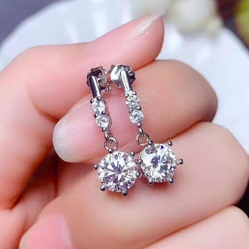 Fashion 1 Carat Crystal AAA Zircon Diamonds Gemstones Drop Earrings for Women White Gold Silver Color Jewelry Bijoux Accessories