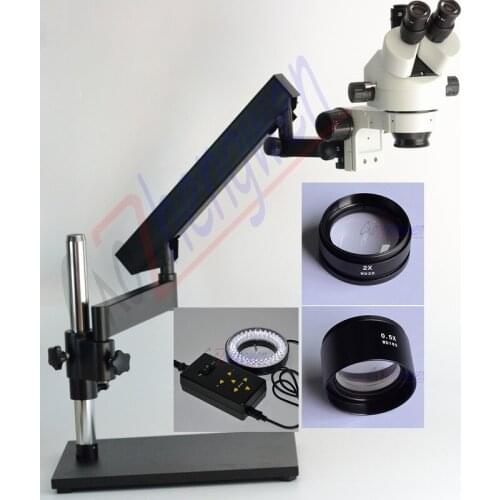 FYSCOPE Articulating Microscope 3.5X-90X Articulating Trinocular Zoom Microscope+ 4 Zone Can Control 64 pcs Led Light
