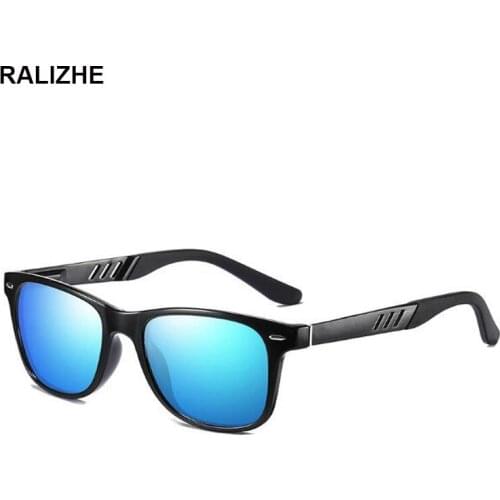 2019 Men Women Polarized Luxury Sunglasses Fashion Vintage Black Square Sport Light Blue Mirror UV400 Sun Glasses Brand Designer