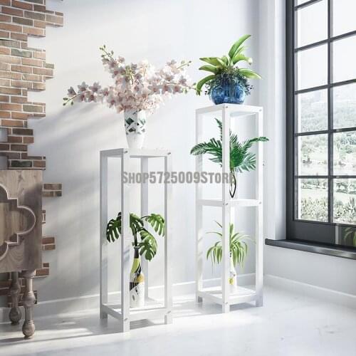 Solid wood flower stand multi-layer interior decoration balcony shelf carbonized anti-corrosion flower stand special offer green