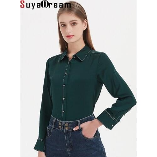 Зеленые блузки SuyaDream China At AliExpress