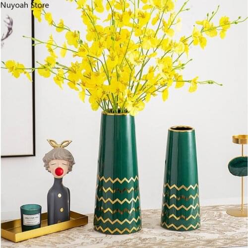 Light Luxury Nordic Style Ceramic Vase Living Room Flower Arrangement Dried Flowers Hydroponic Floral Decoration Ornaments