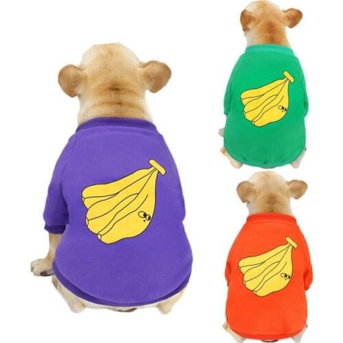 Warm Pet Dog Clothes Cute Banana Printed Pet Baseball Jacket For Dog French Bulldog Coat Windproof Apparel Winter Pet Overalls
