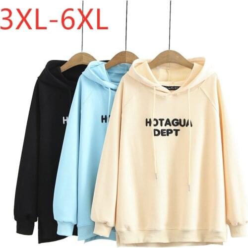 New 2021 Ladies Spring Autumn Plus Size Sports Hoodie For Women Large Long Sleeve Loose Cotton Sweatshirt Coat 3XL 4XL 5XL 6XL