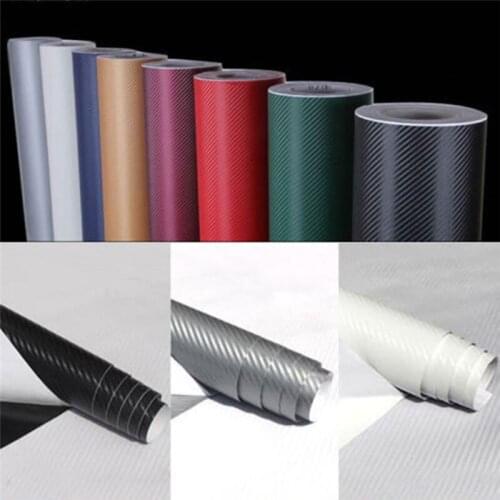 127cmx10/20cm 3D Carbon Fiber Vinyl Car Wrap Sheet Roll Film Car Sticker Motorcycle Decals Car Styling Interior Accessories
