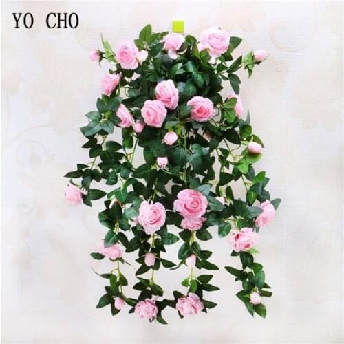 YO CHO Wall Mounted White Peony Artificial Flowers Wall Yellow Pink Red Rose Decor for Home Wedding Silk Peonies Flower Bouquet