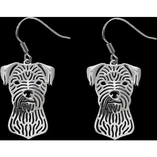 Womens Cutout Alloy Pet Earrings Metal Border Terrier Jewelry Dog Earrings