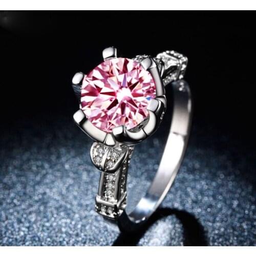 YaYI Jewelry Top Quality Princess Cut AAA+ Pink Gemstone Cubic Zirconia Silver Color Engagement Wedding Heart Party Rings Gifts