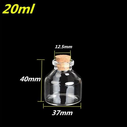 12 pcs 37x40x12.5 mm Wishing Bottle Mini Glass Bottles With Cork Stopper Clear Glass Vials Charm DIY Glass Jars Containers