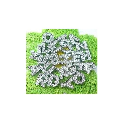 1300pcs 26pcs/set Free DHL Shipping 8mm A-Z Full Rhinestone Slide Letter Letters Charm DIY Pet Name Collar Waist Band Bracelet