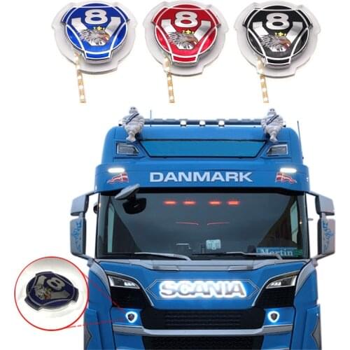 1x Griffin V8 Logo Fit For Scania Truck Custom Front Grill Grille Emblem Badge With White 24V LED Strips Lighting