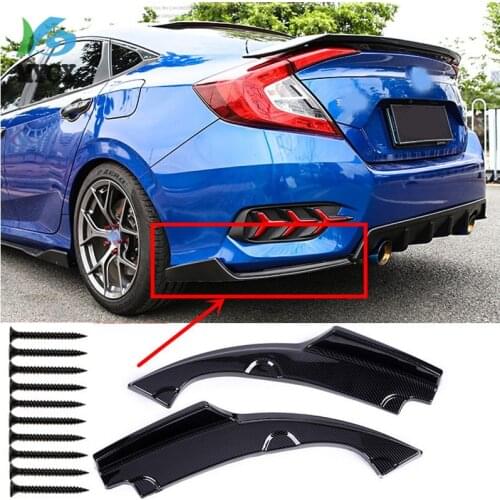 2Pcs Car Rear Bumper Lip Splitter Lower Corner Valance Covers Spoilers Apron Corner Valance for Honda for Civic 4DR 2016-2018