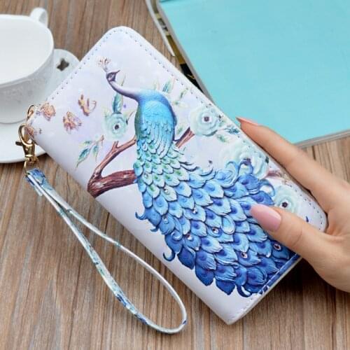 2018 New Fashion Peacock Women Wallets Long Zipper Clutch Purse Large Capacity Student Mobile Phone Hand Bags Portefeuille Femme