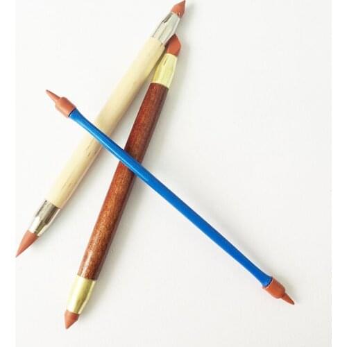 3pcs Pottery Tool Remove Finger Print Rubber Brushes Soft Head Shaper Pen Ceramic Polymer Clay Cleaning Modeling Sculpting Tools