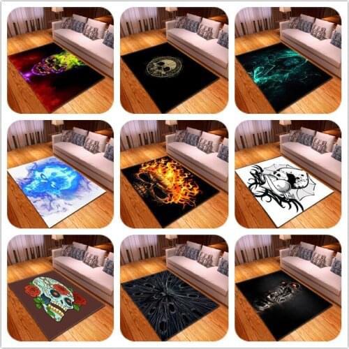 3D Skull Pattern Carpets for Living Room Bedroom Area Rugs Sofa Tea table Rectangle Anti-slip Floor Mats Home Decor Soft Tapetes