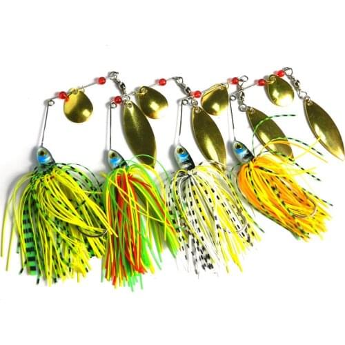 4pcs 17g Sequin Blade Fishing LuresTopwater Artificial Fishing Hooks Lures Silicone Skirt Swim Jigs Baits
