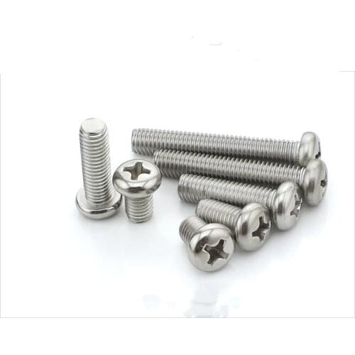 50pcs M4x4mm-25mm Metal Stainless Philips Head Screw Round Head Stainless Screws