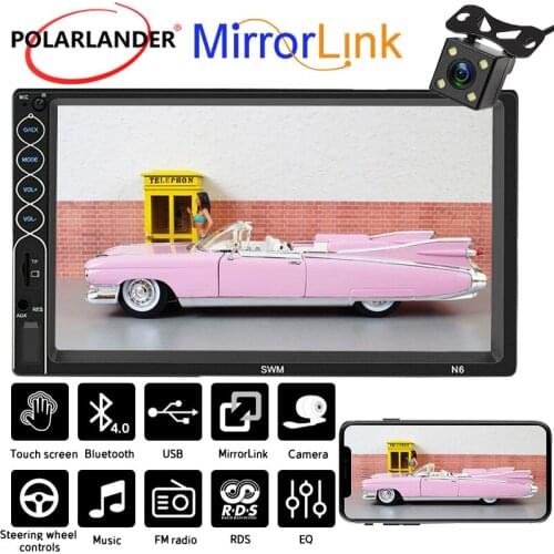 7 Inch 2 DIn Car Radio USB 13 Languages Bluetooth Mobile Phone Interconnection HD Reverse Image 2.0 Touch Resistive Screen FM