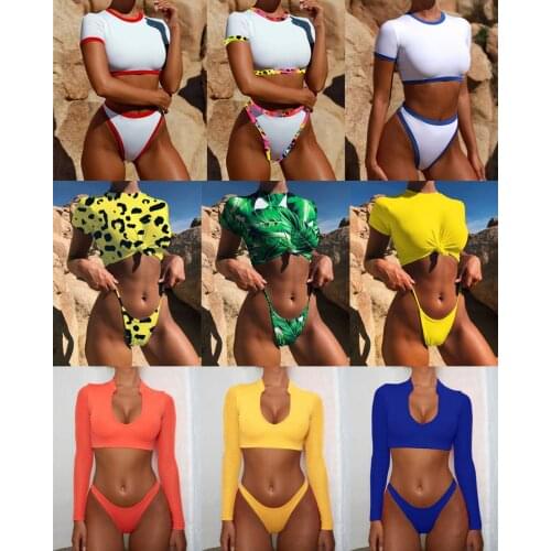 Bikinis Sports Swimwear Women Swimming Brazilian Bikini Thong Bathers Female T-shirt Swimsuit 2019 Bathing Suit Two-piece Suits