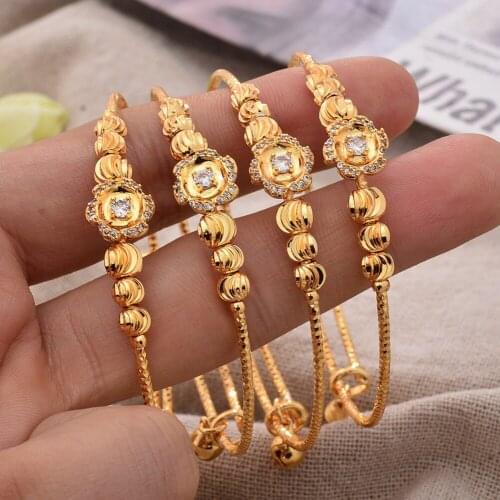5.5-6CM Copper Gold Color Bangles Bracelets For Women Flower Shape Bangle Party Jewelry Discounted Items