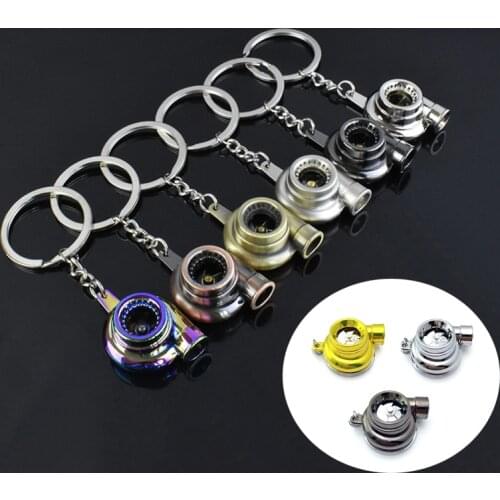 10types Mini Turbo Turbocharger Keychain Spinning Turbine Key Chain Ring Keyring Keyfob Car Keyring Car Interior Accessories