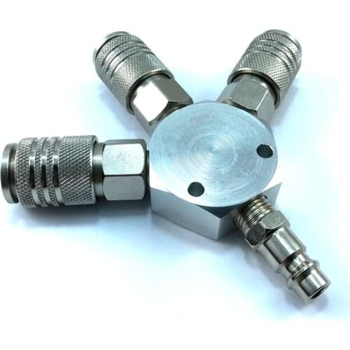3-WAY MANIFOLD Quick Coupler 1/4''NPT Connector Air Hose Coupling Pneumatic Tools European American Universal Style