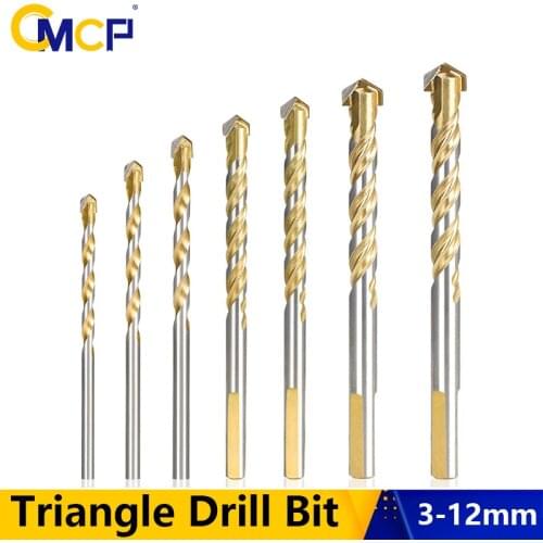 CMCP Triangle Drill Bit 3-12mm Glass Drill Bit for Tile Concrete Brick Glass Wood Stone Multi-Material Drilling Hole Opener