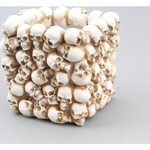 Skull Pen Holder Desk Decoration Skeleton Makeup Tools Storage Box Office Desktop Organizer Pen Holders Stand, Plants Flower Pot