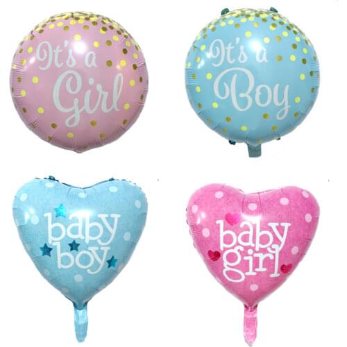 Baby Pink Blue Birthday balloons Its a boy girl Heart Round Balls Foil Ballons Birthday Decorations Kids Baby Shower Party Favor