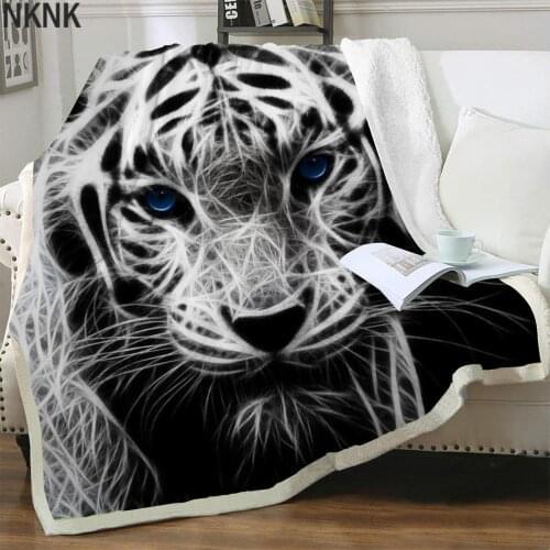 NKNK Tiger Blanket Animal Plush Throw Blanket Creativity Bedspread for bed Psychedelic Bedding Throw Sherpa Blanket Print