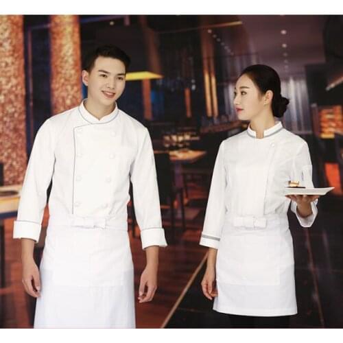 Restaurant Chef uniform Long sleeve White Chef jacket Autumn