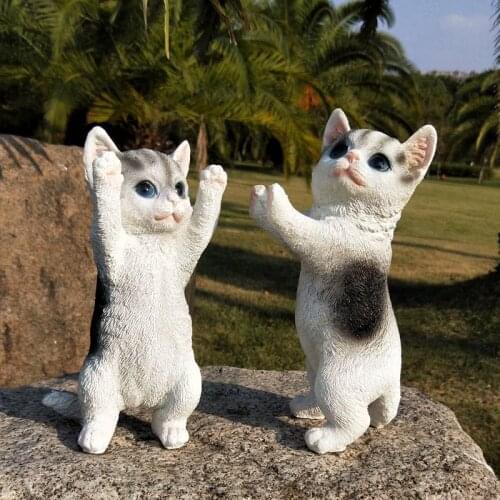 Garden Simulation Animal Cute Cat Resin Ornaments Courtyard Outdoor Sculpture Crafts Home Livingroom Table Figurines Decoration