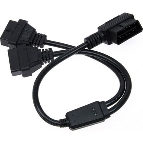 50CM OBDII OBD2 16 Pin Right Angle Male to Female Y Splitter Extension Cable Car Diagnostic Extender Cord Adapter Cable