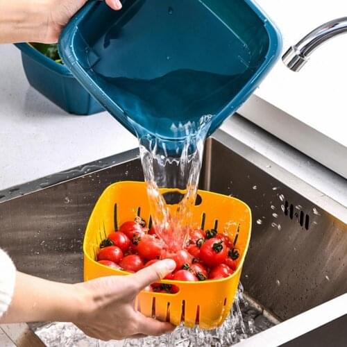 Drain Basket Double-layer Separation Design PP Food Strainer Colander Bowl for Home