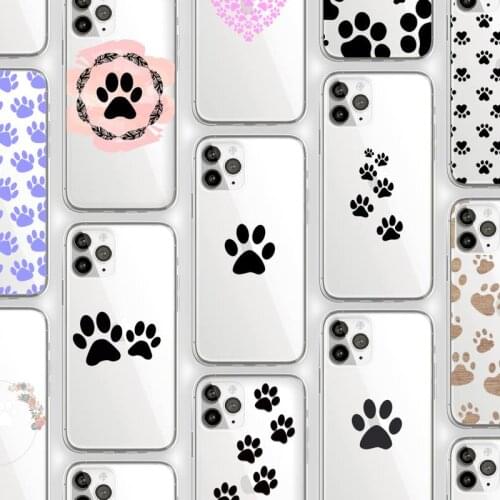 Cat Dog Paw Animal Phone Case Transparent for iPhone 11 12 mini pro XS MAX 8 7 6 6S Plus X 5S SE 2020 XR